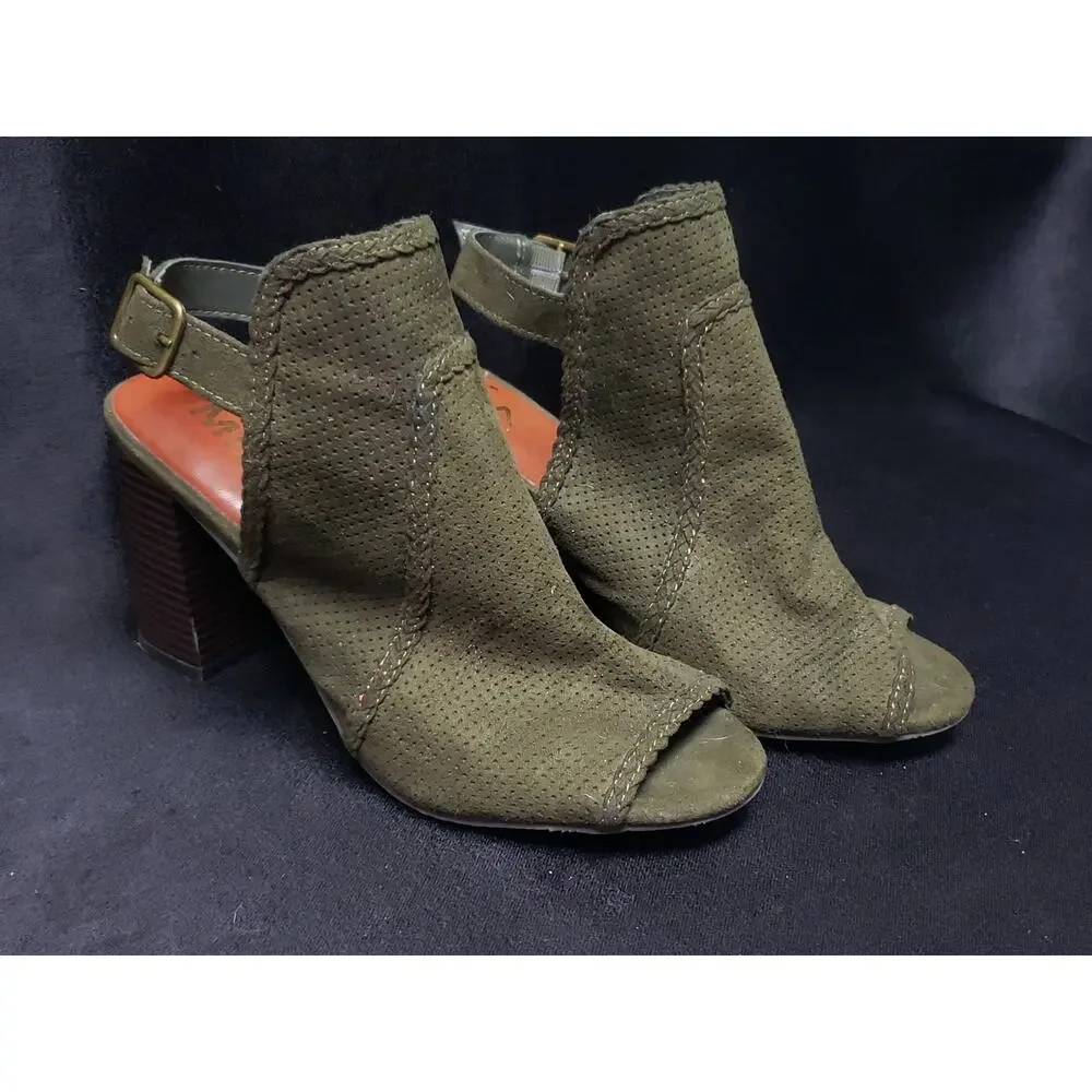 MIA Dark Army Green Block 4'' Heel Adjustable Sandal Strap High Heel Shoes